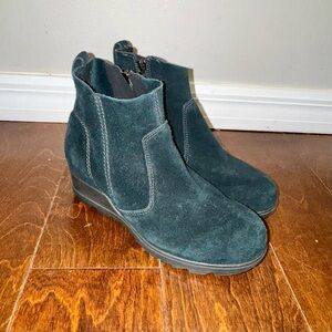 Sorel Evie Waterproof Ankle Boots in Black Suede